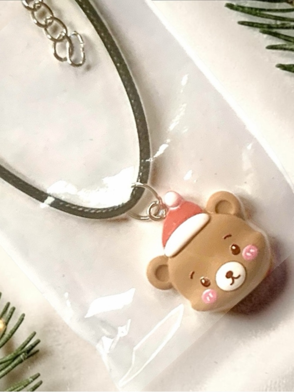 Christmas Bear Pendant Necklace for Kids - Brown, Red, & Pink NWT Handmade